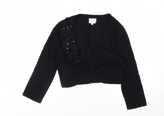 Kaliko Women's Black Size 8 Embellished Shrug Cardigan