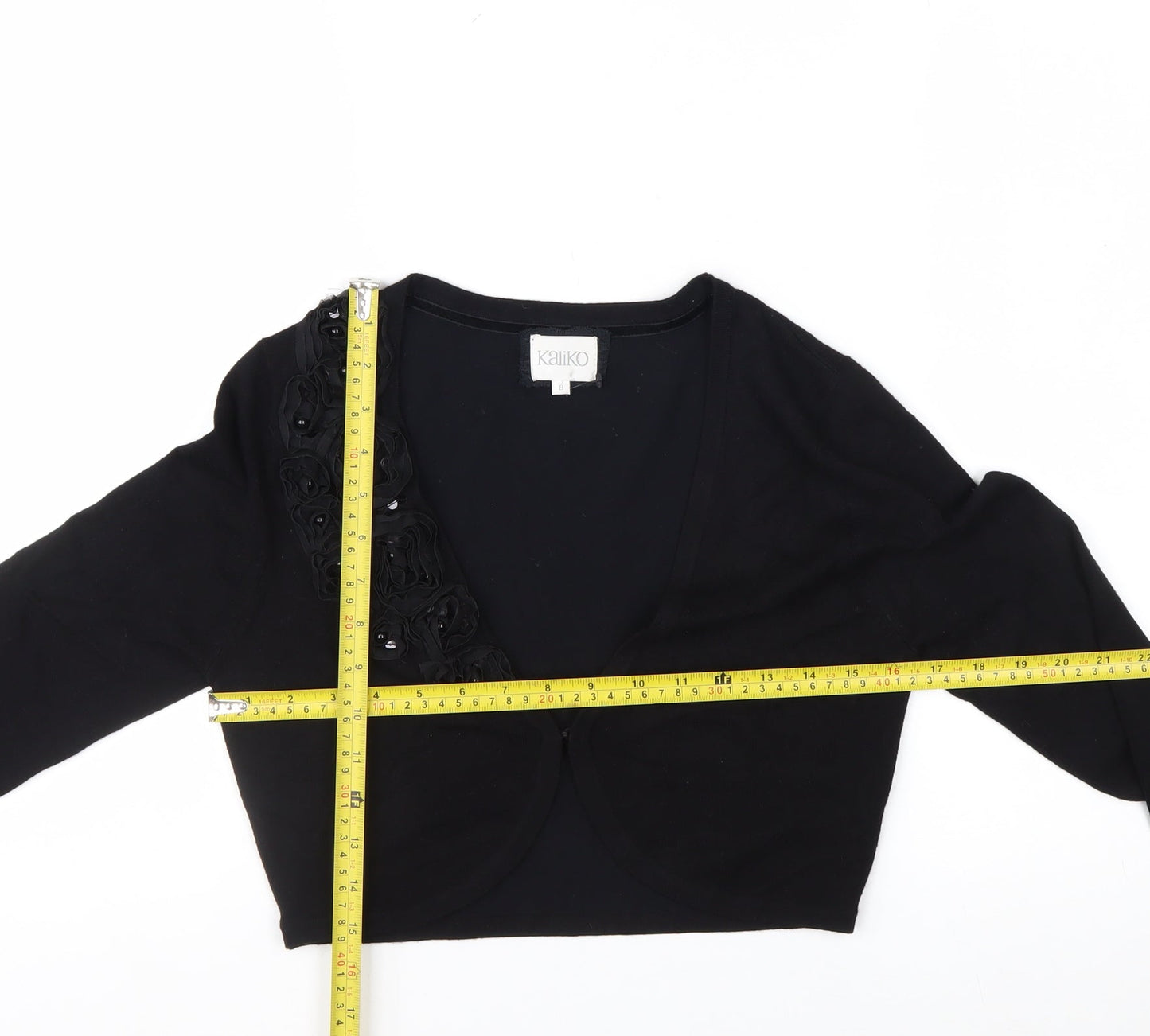 Kaliko Women's Black Size 8 Embellished Shrug Cardigan