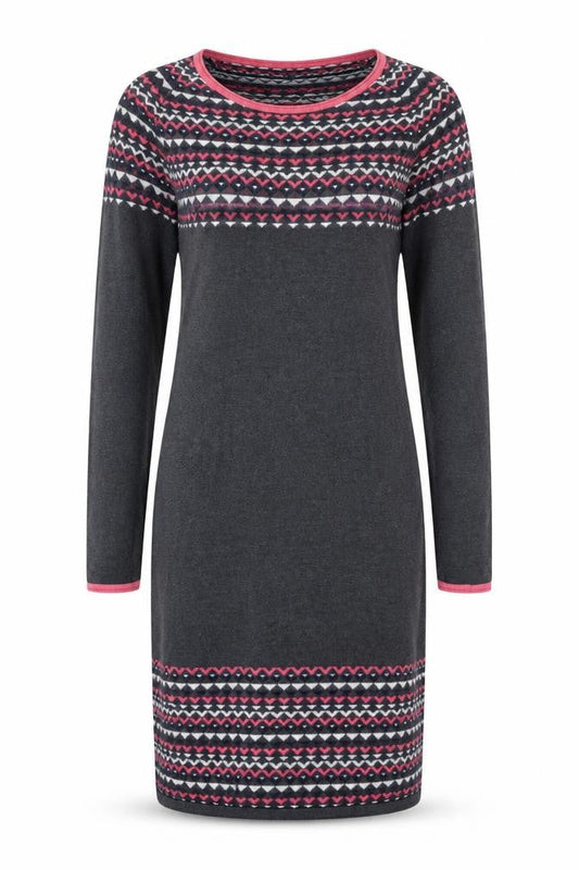 Weird Fish Women’s Grey Geometric Knit Jumper Dress Size 14
