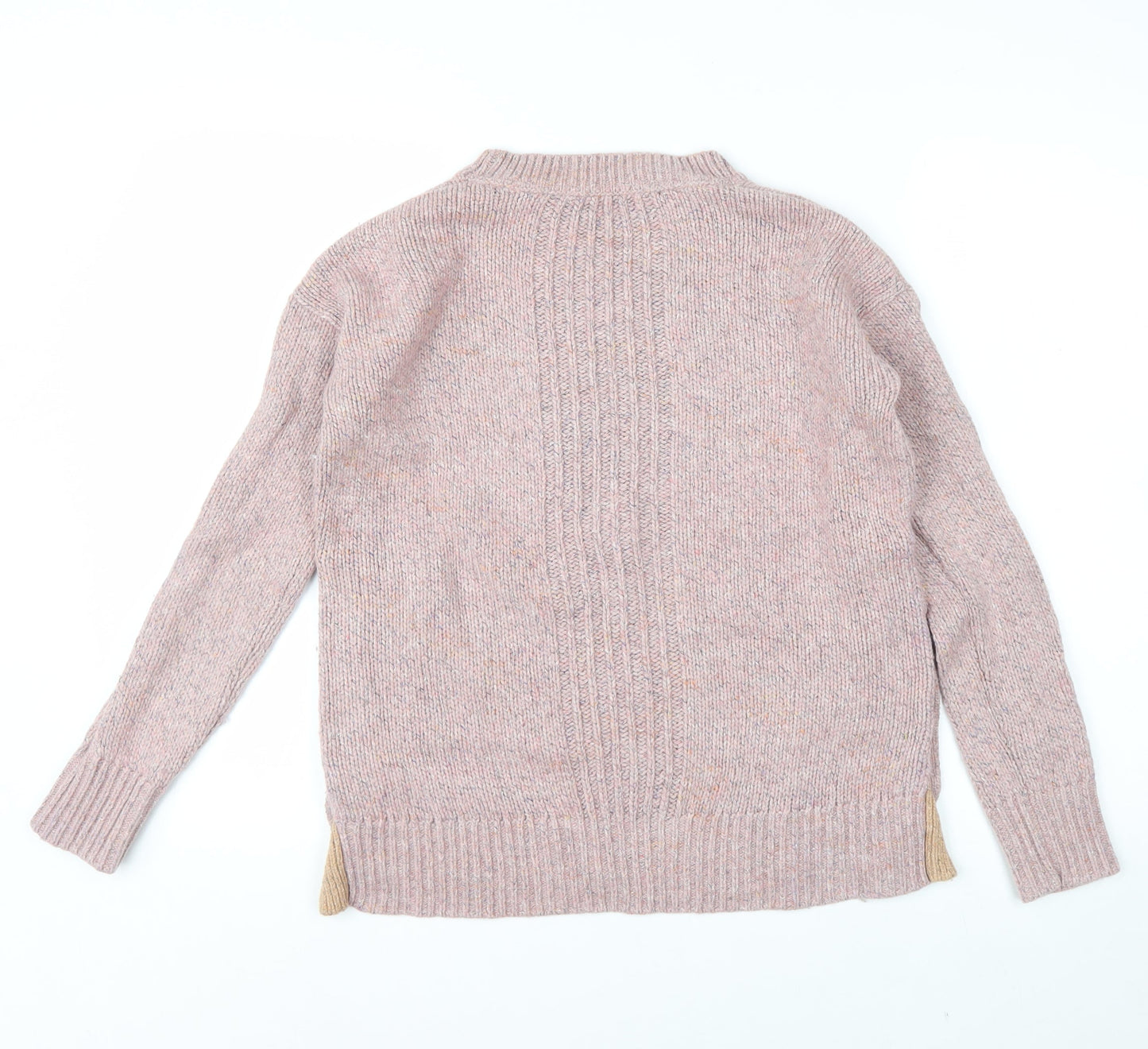 White Stuff Women's Pink Button Side Merino Wool Cotton Jumper UK 10