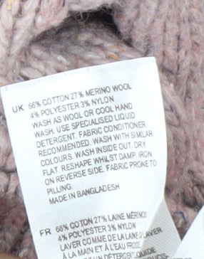 White Stuff Women's Pink Button Side Merino Wool Cotton Jumper UK 10