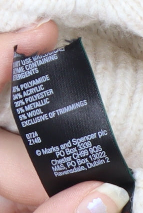 Marks and Spencer Women Beige Argyle Knit Jumper L Wool Blend