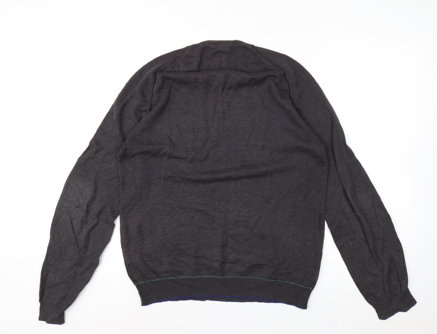 White Stuff Men's Grey Linen Cotton Henley Jumper Size S