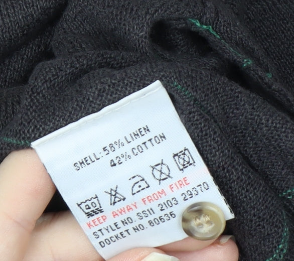 White Stuff Men's Grey Linen Cotton Henley Jumper Size S