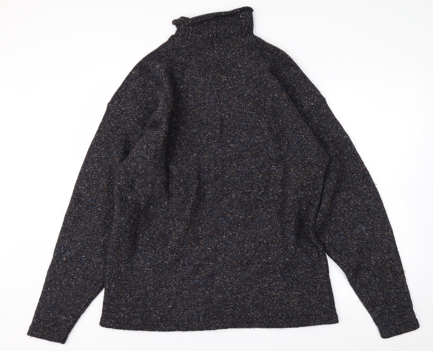 The Look Men's Blue Wool Silk Roll Neck Jumper Size L