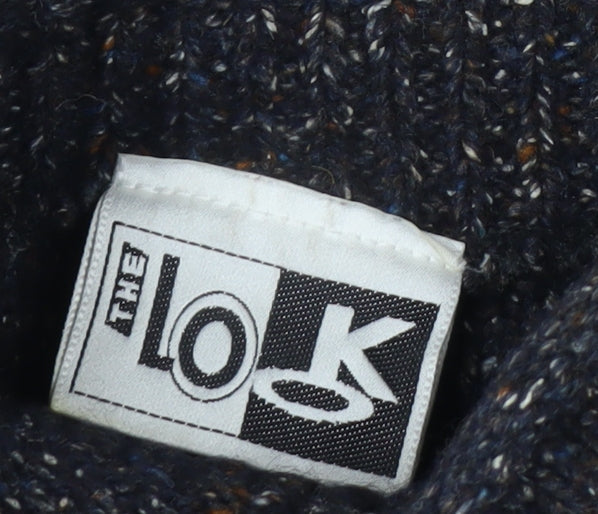 The Look Men's Blue Wool Silk Roll Neck Jumper Size L
