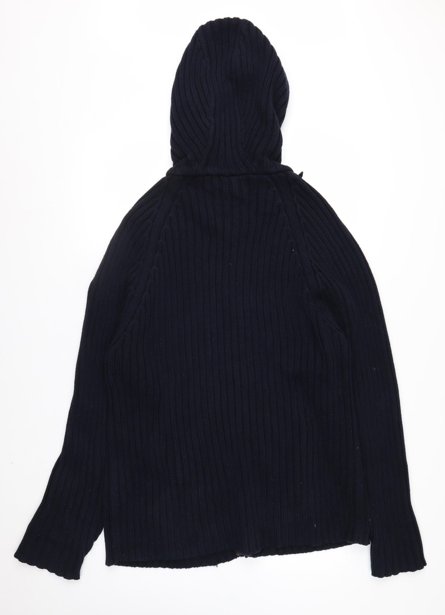 Schott NYC Men's Blue XL Full Zip Hooded Cotton Jumper