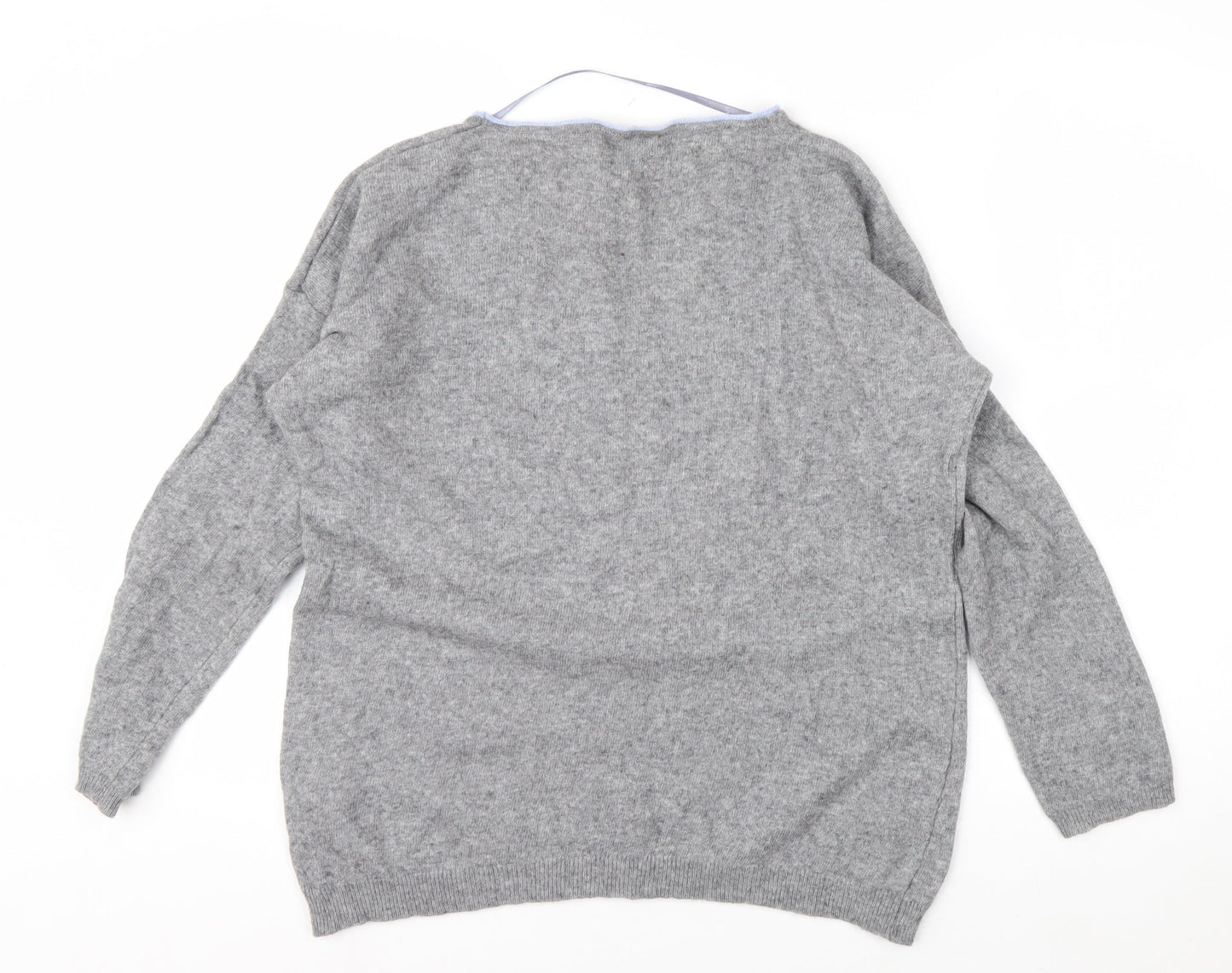Benedetta B Womens Grey 'OK!' Crew Neck Wool Cashmere Jumper XL