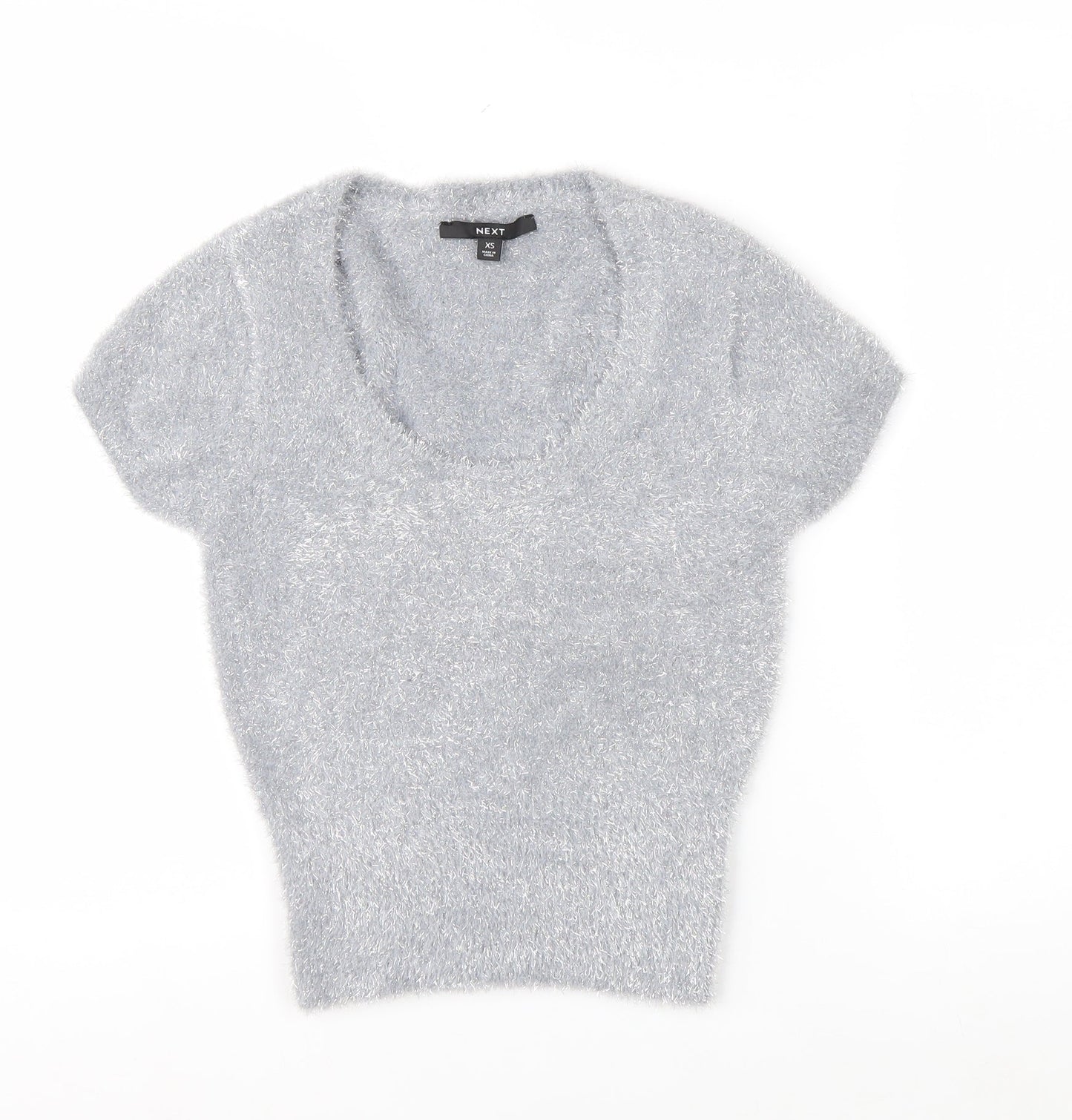 Next Women’s Grey Metallic Short Sleeve Pullover Jumper XS