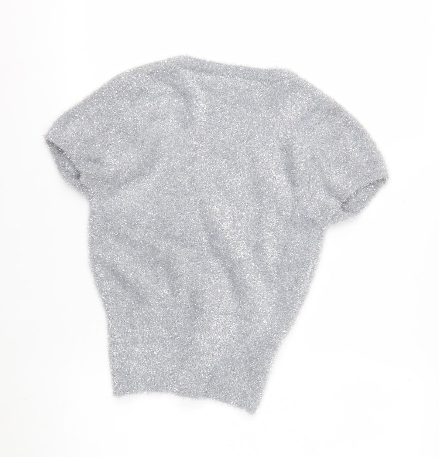 Next Women’s Grey Metallic Short Sleeve Pullover Jumper XS