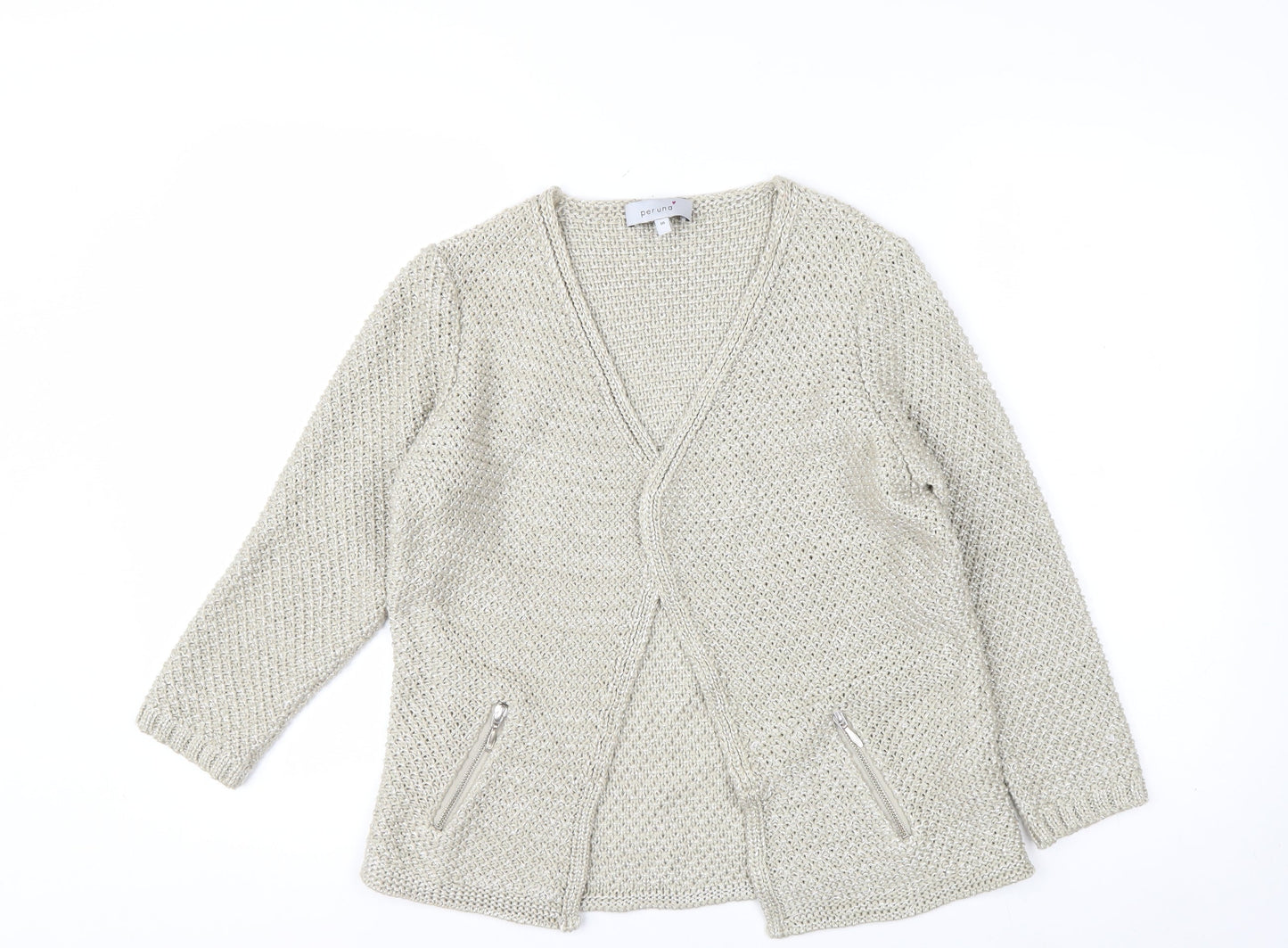 Marks and Spencer Per Una Women Beige Size 10 Chunky Knit Cardigan