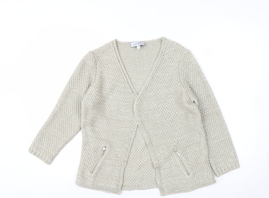 Marks and Spencer Per Una Women Beige Size 10 Chunky Knit Cardigan