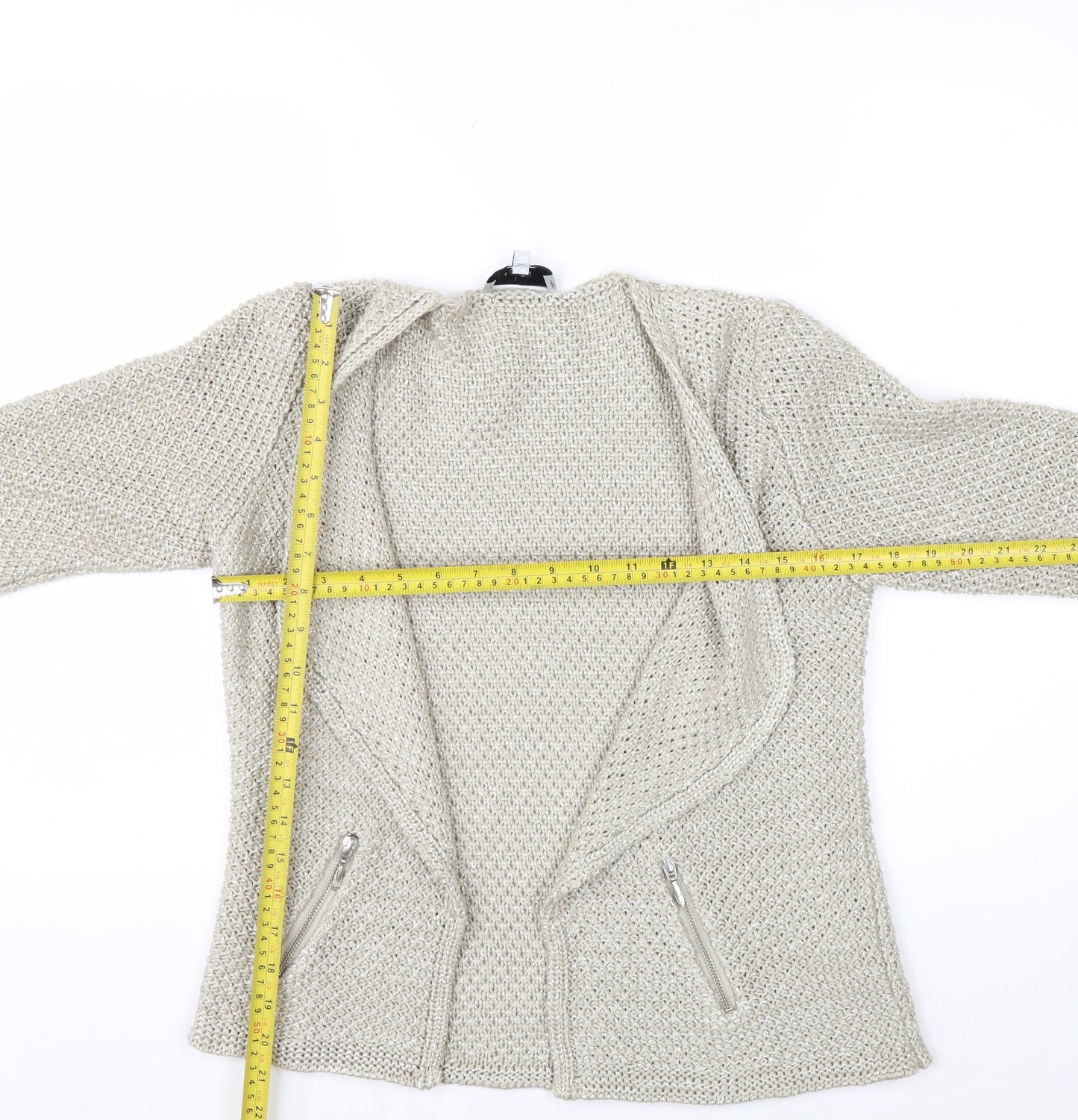 Marks and Spencer Per Una Women Beige Size 10 Chunky Knit Cardigan