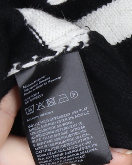 H&M Women's Black White Striped Crew Neck 3XL Pullover Jumper
