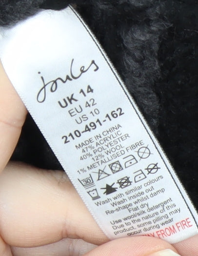 Joules Women Grey Fair Isle Crew Neck Chunky Knit Jumper Size 14