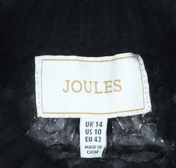 Joules Women Grey Fair Isle Crew Neck Chunky Knit Jumper Size 14