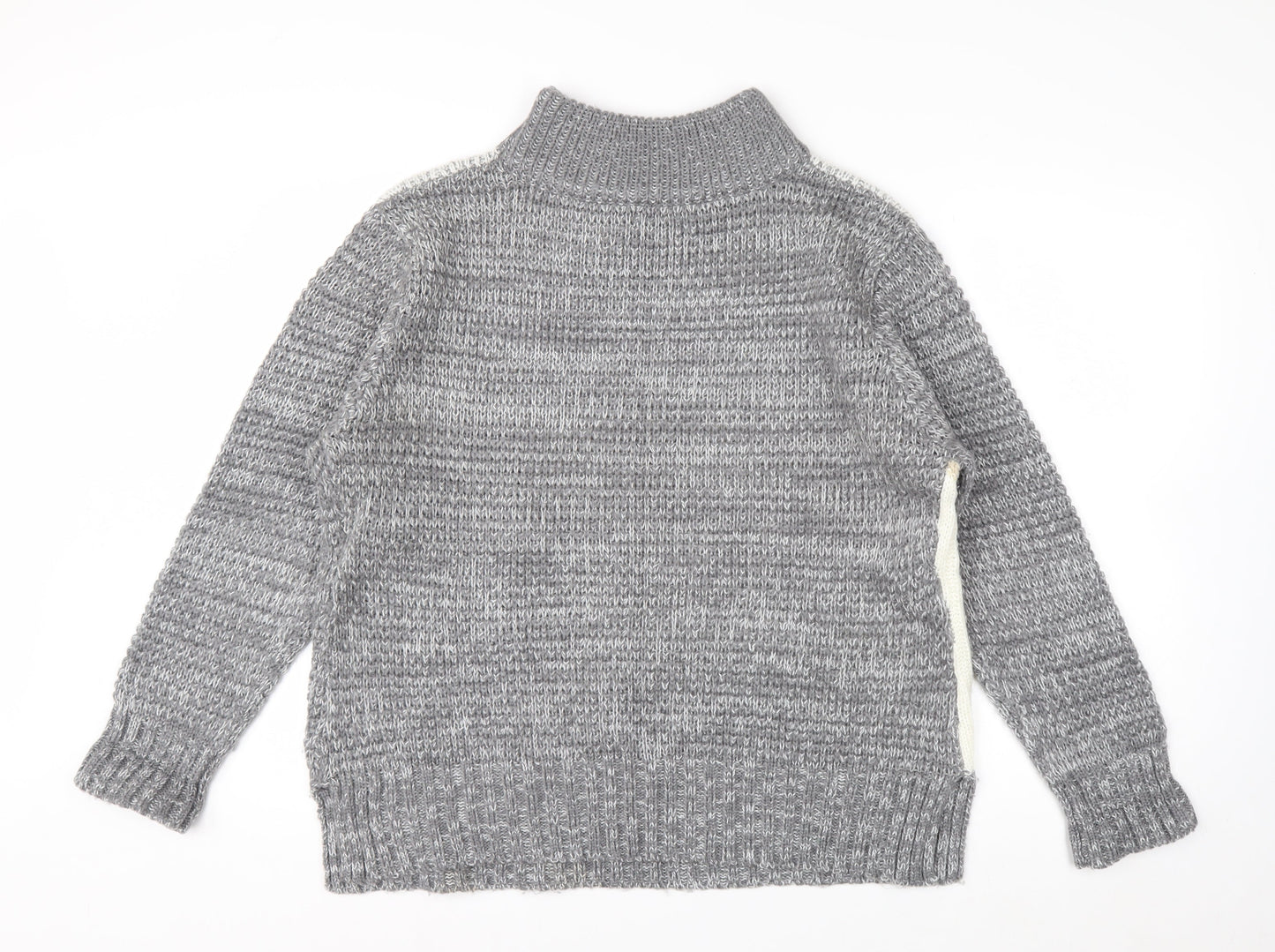 Cotton Traders Women's Grey Roll Neck Chunky Knit Jumper Size 18