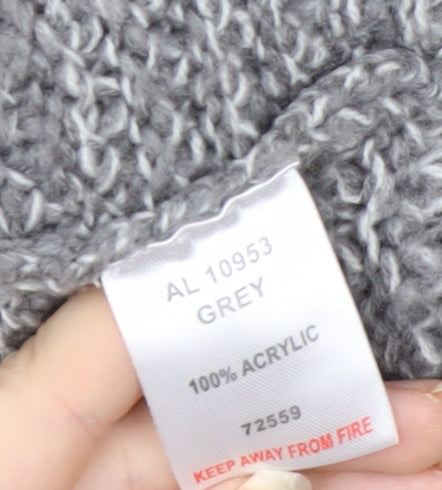 Cotton Traders Women's Grey Roll Neck Chunky Knit Jumper Size 18