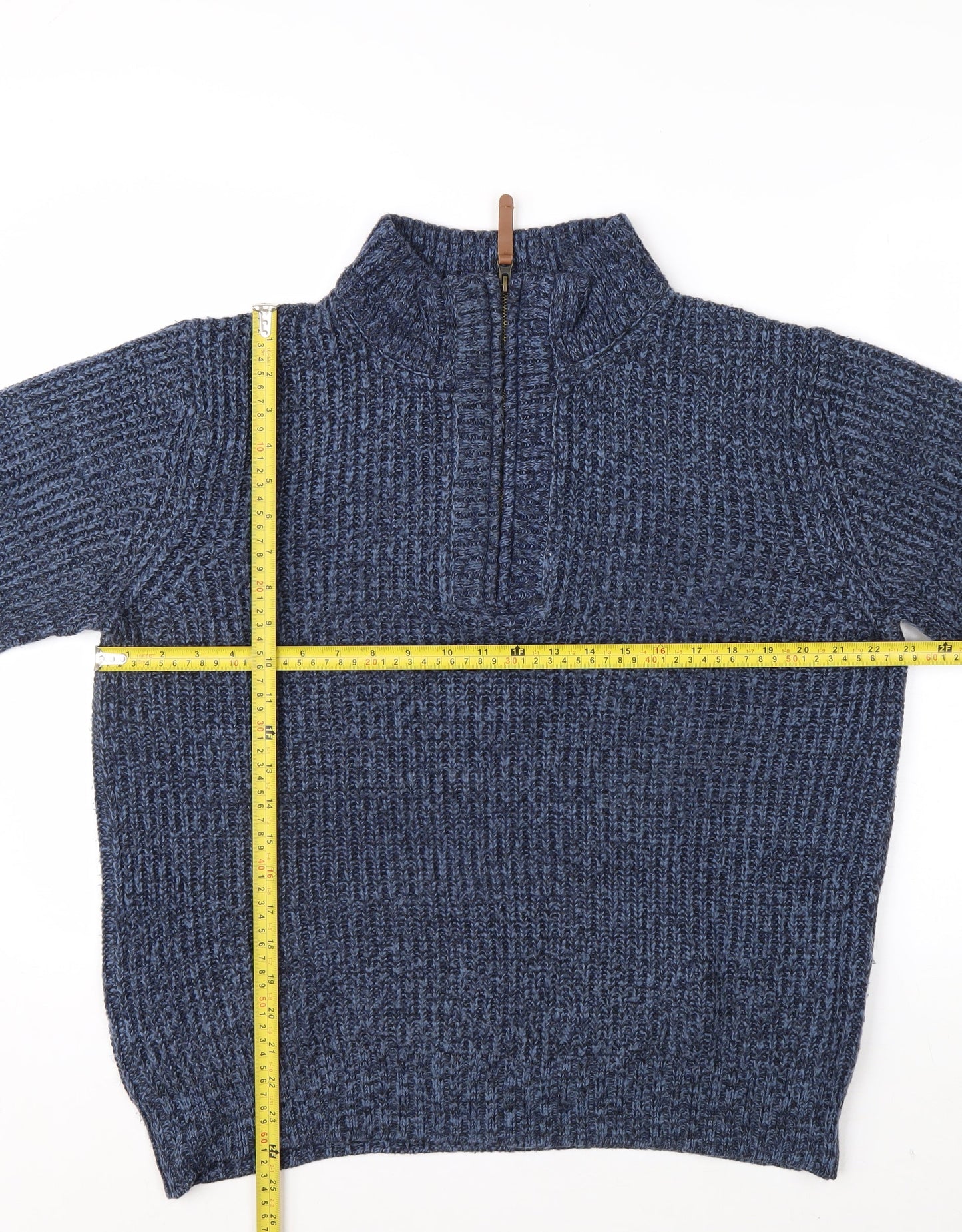 Mountain Warehouse Men’s Blue Half Zip Chunky Knit Jumper L