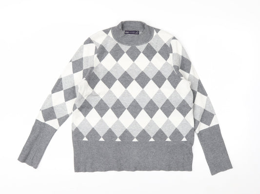 Marks and Spencer Women’s Grey Argyle Crew Neck Jumper Size 16