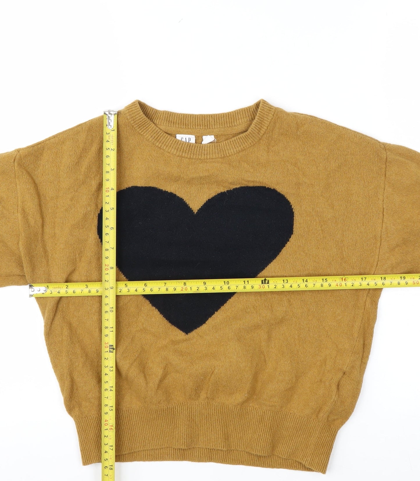 GAP Kids Brown Heart Knit Crew Neck Jumper Teen Size 10