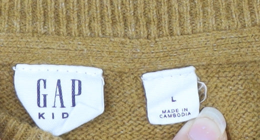 GAP Kids Brown Heart Knit Crew Neck Jumper Teen Size 10