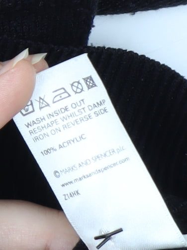 Marks and Spencer Women's Black V-Neck Short Sleeve Acrylic Bow Jumper Size 18