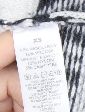 The White Company Womens Ivory Fair Isle Mock Neck Wool Blend Jumper XS