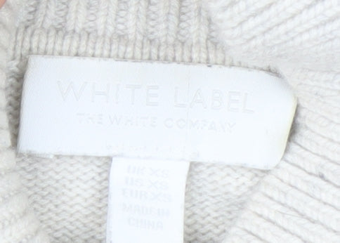 The White Company Womens Ivory Fair Isle Mock Neck Wool Blend Jumper XS