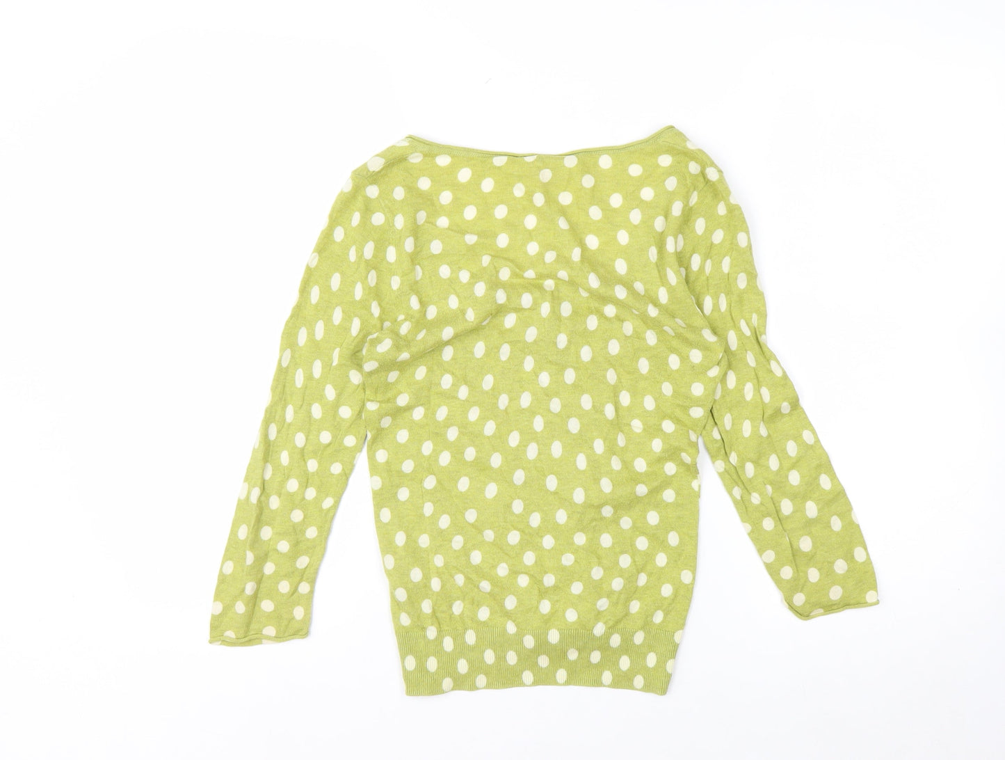 White Stuff Women’s Green Polka Dot Cotton Cardigan Size 8