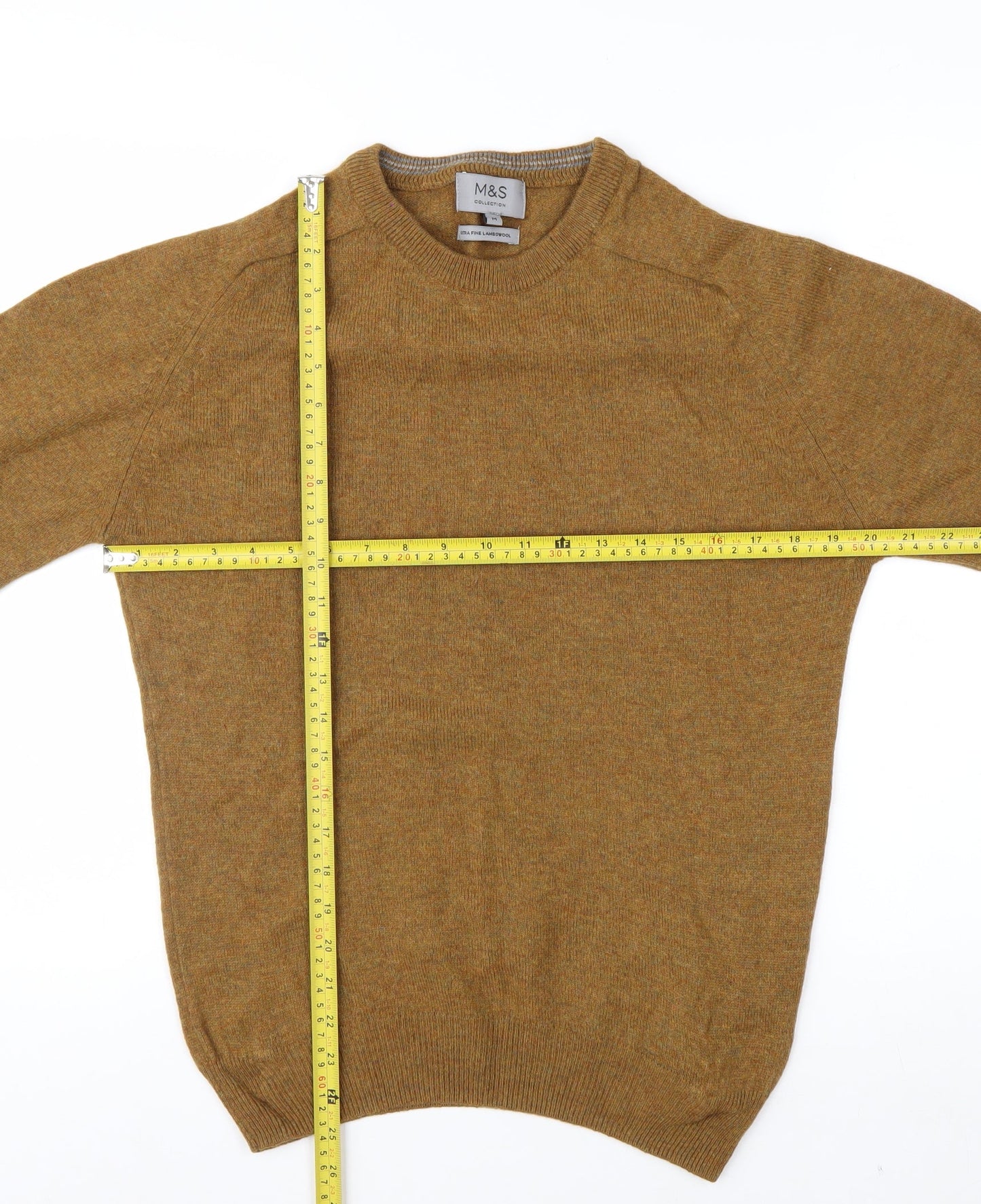 Marks and Spencer Men’s Brown Wool Pullover Jumper M Crew Neck