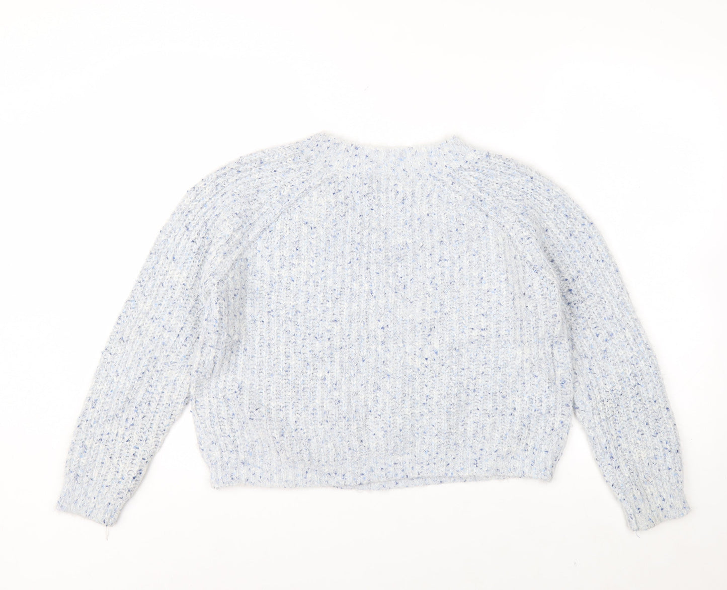 Bonmarché Women's Blue Chunky-Knit V-Neck Jumper Size 14/16