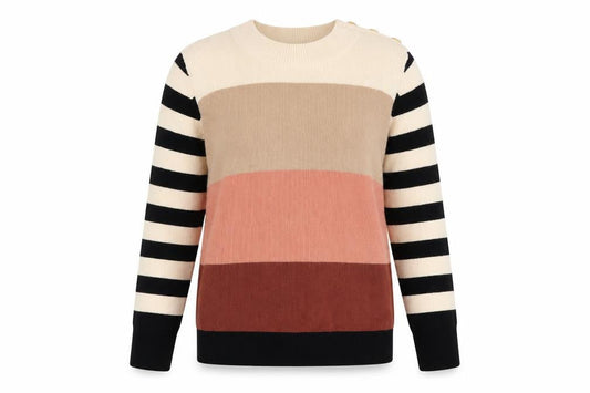 Next Women's Multicoloured Stripe Knit Crew Neck Jumper Size M