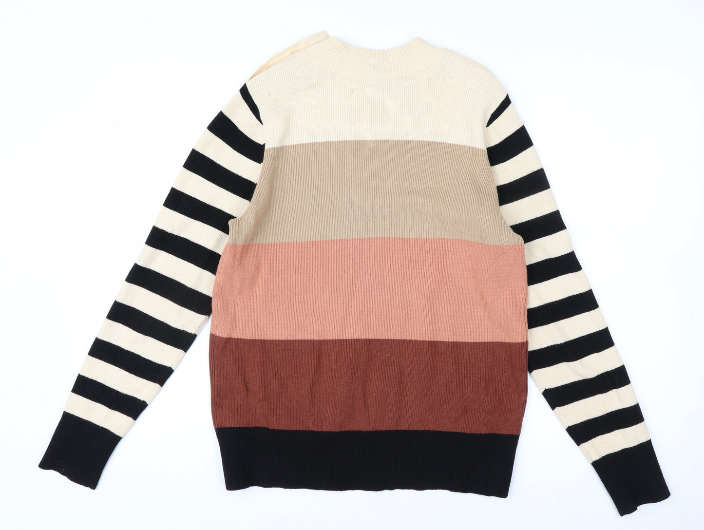 Next Women's Multicoloured Stripe Knit Crew Neck Jumper Size M