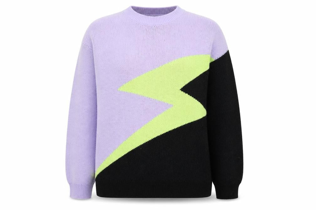 ASOS Design Women's Lilac Black Green Lightning Knit Jumper Size S