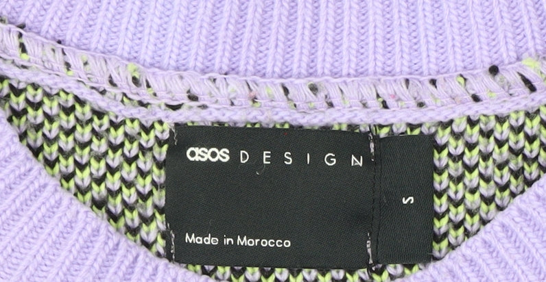 ASOS Design Women's Lilac Black Green Lightning Knit Jumper Size S
