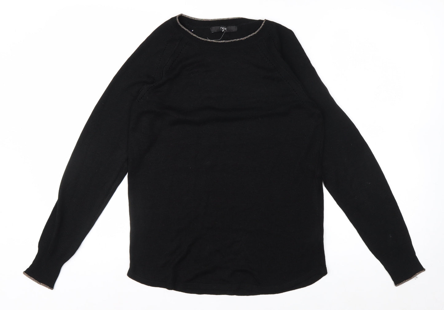 Next Women Black Size 8 Crew Neck Long Sleeve Knit Jumper