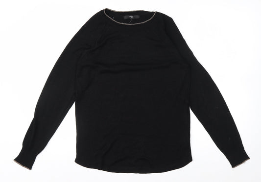 Next Women Black Size 8 Crew Neck Long Sleeve Knit Jumper