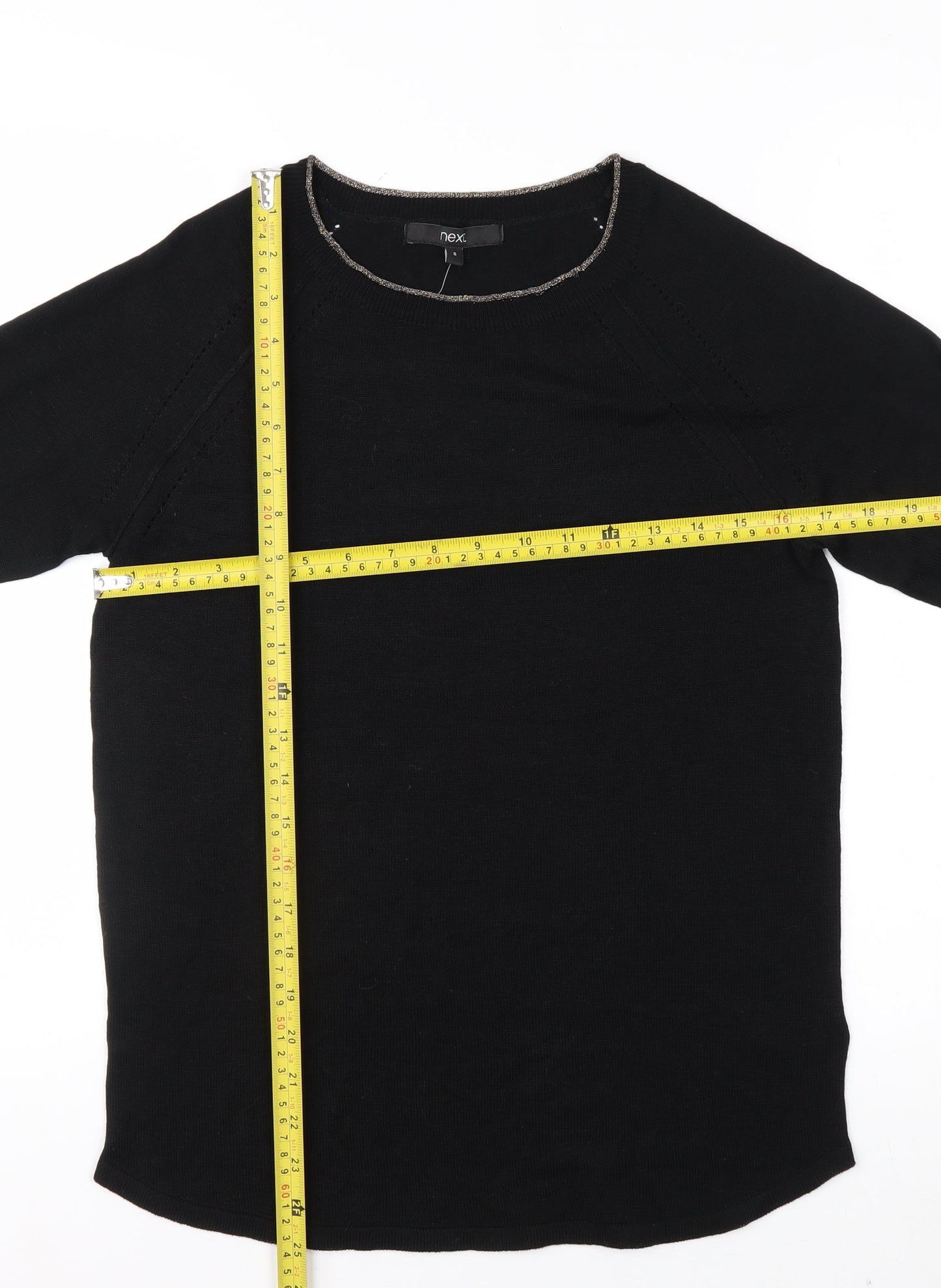 Next Women Black Size 8 Crew Neck Long Sleeve Knit Jumper