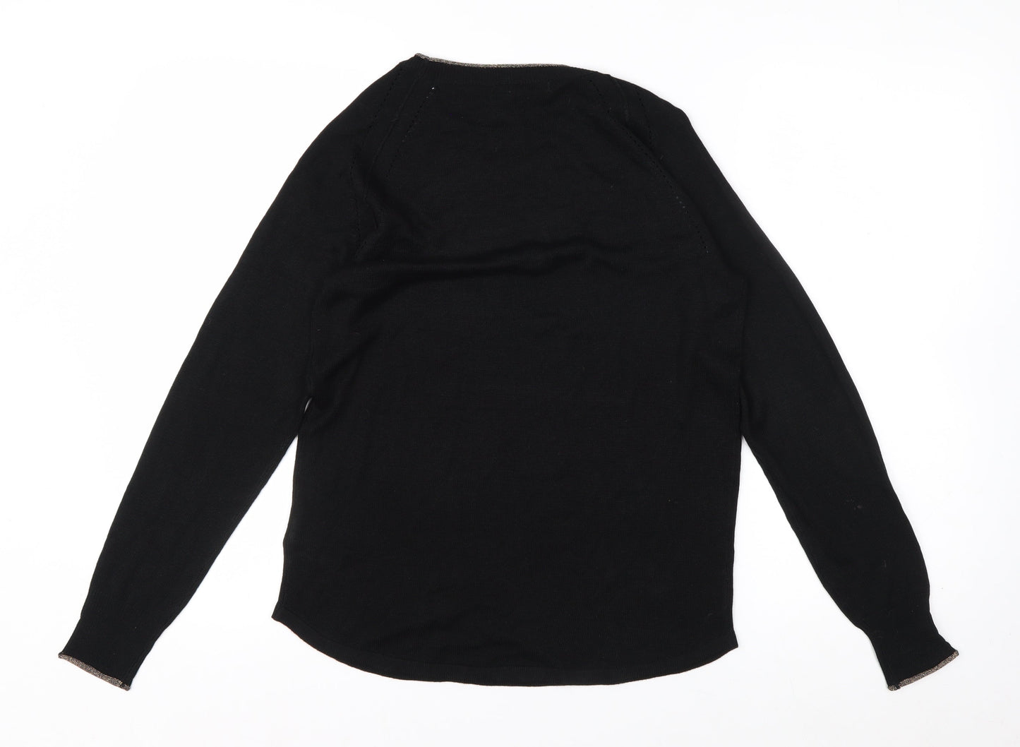 Next Women Black Size 8 Crew Neck Long Sleeve Knit Jumper