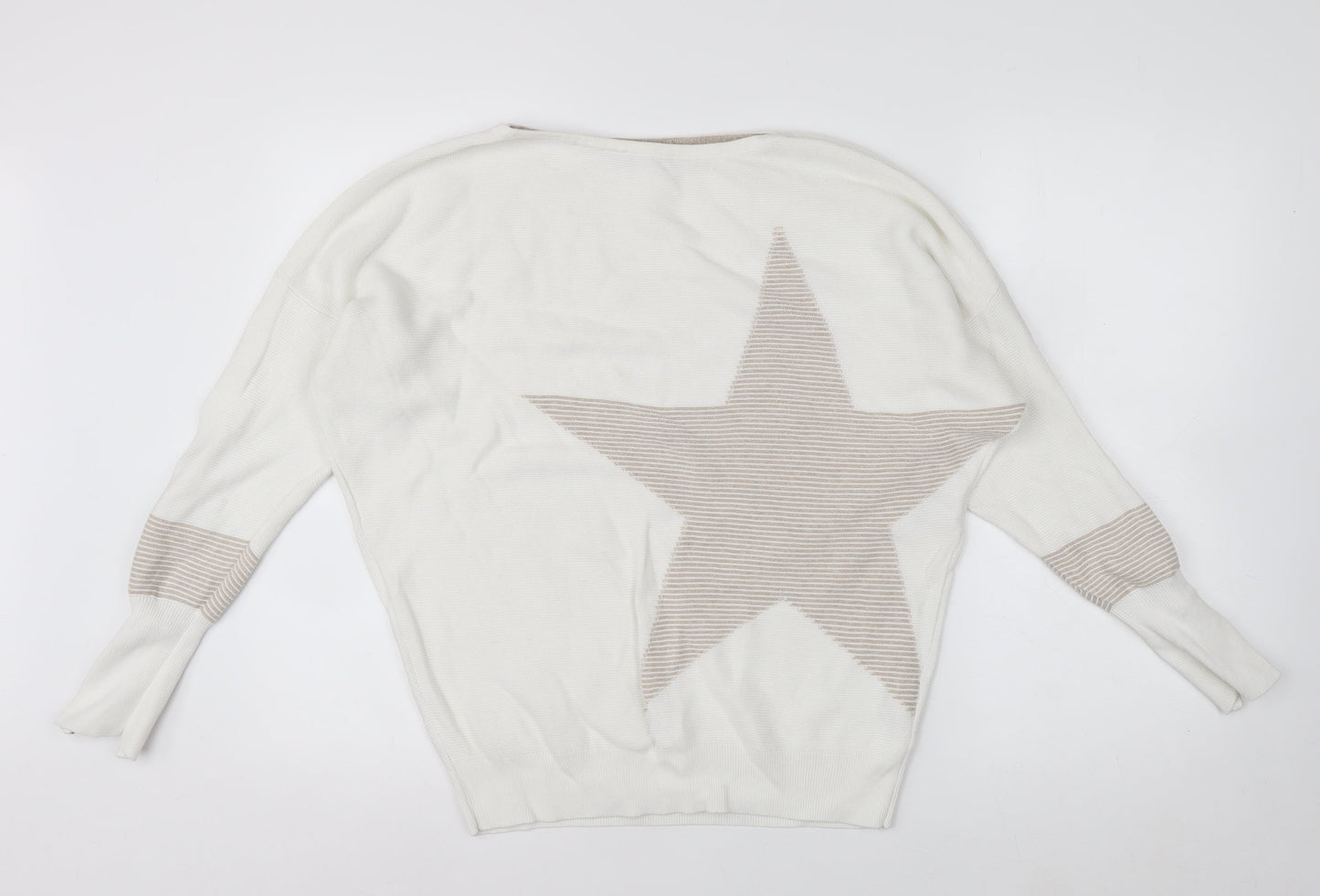 Mint Velvet Women Ivory Star Knit Relaxed Pullover Jumper Size S