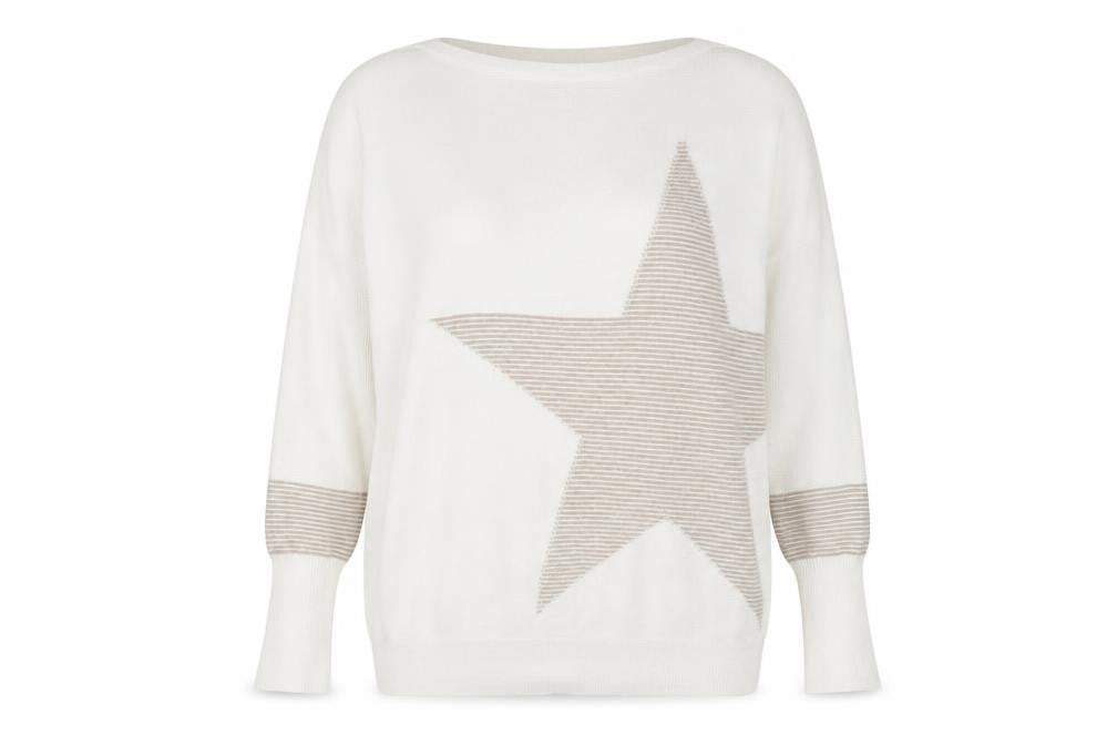 Mint Velvet Women Ivory Star Knit Relaxed Pullover Jumper Size S