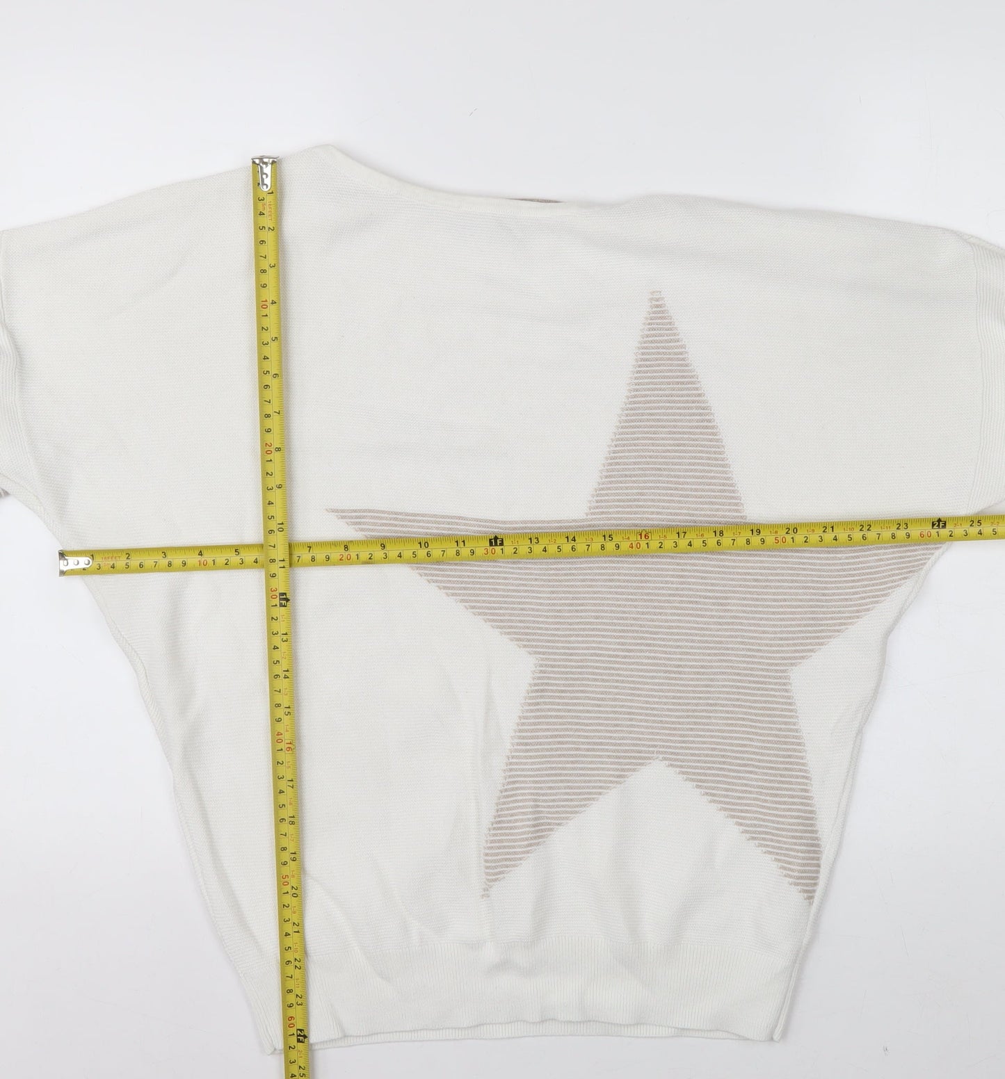 Mint Velvet Women Ivory Star Knit Relaxed Pullover Jumper Size S