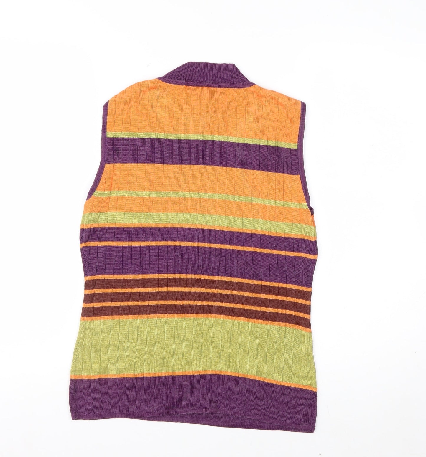J. Taylor Womens Multicoloured Striped Mock Neck Sleeveless Top Size 12
