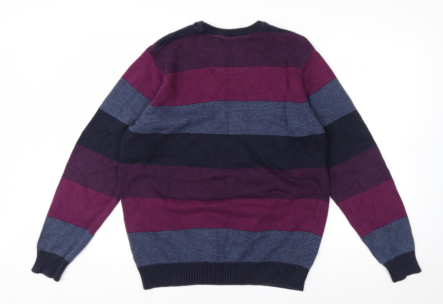 Maine New England Men's Multicoloured Striped Cotton Crew Neck Jumper M