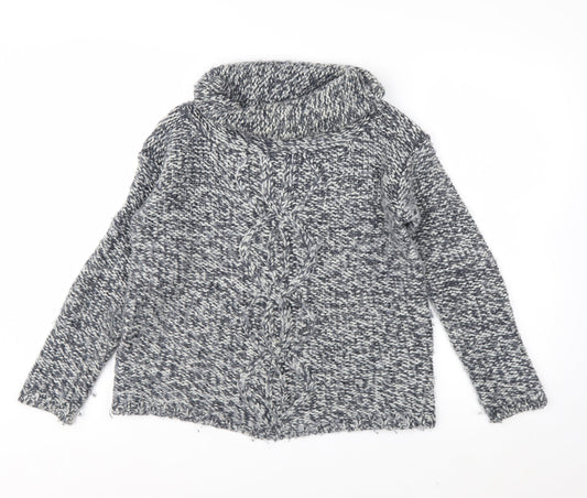 White Stuff Womens Grey Chunky Cowl Neck Wool Blend Pullover Jumper S