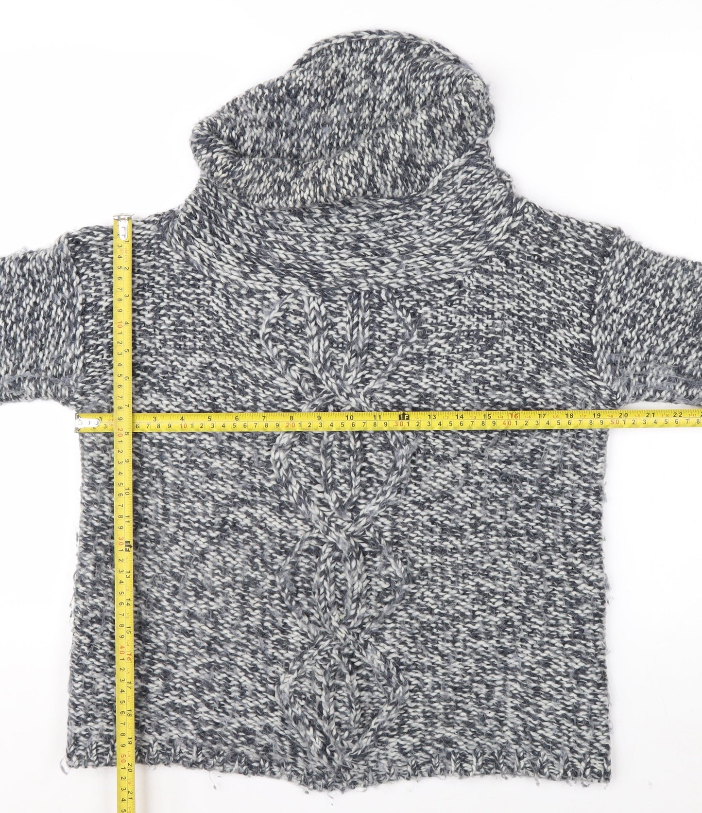 White Stuff Womens Grey Chunky Cowl Neck Wool Blend Pullover Jumper S