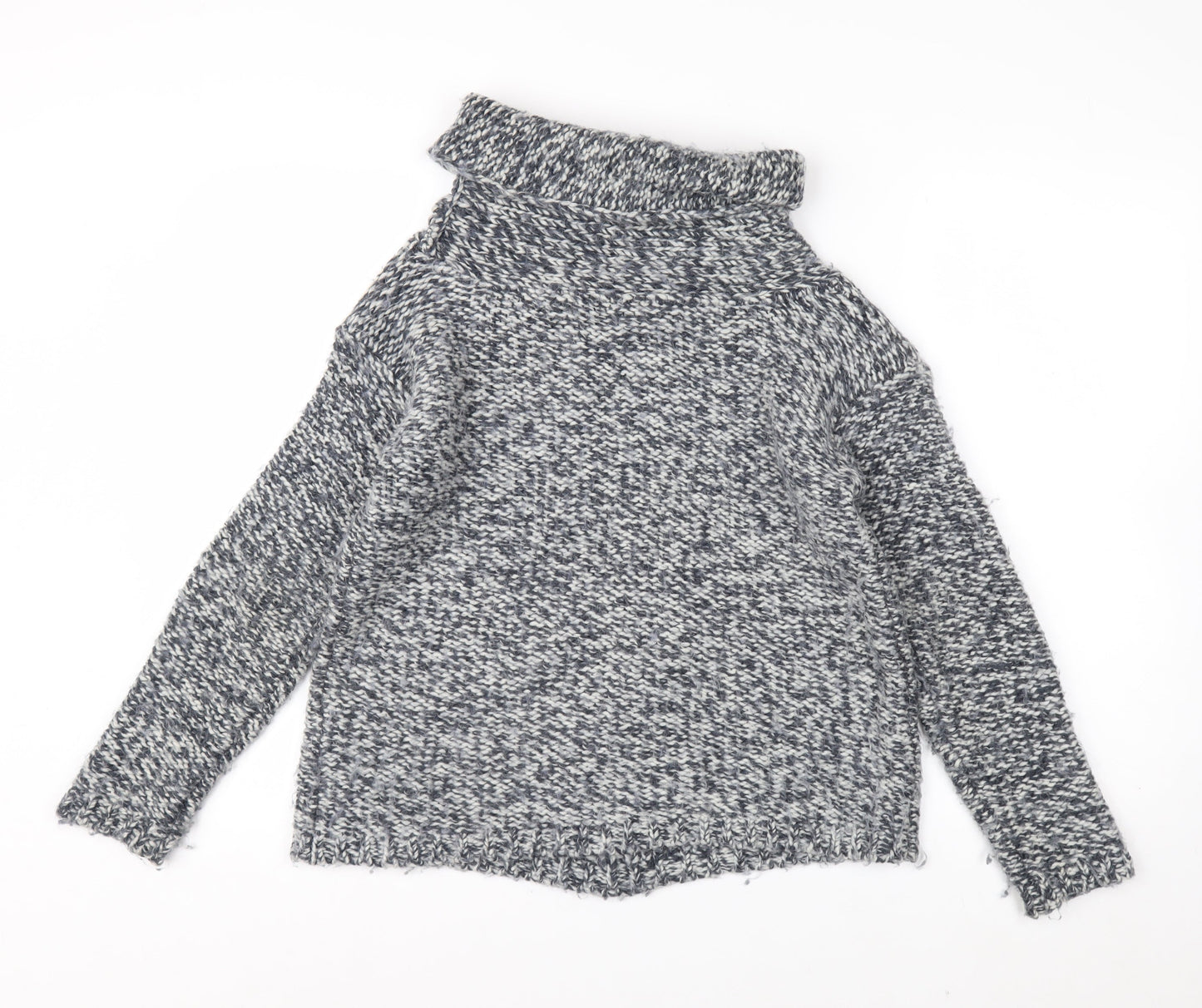 White Stuff Womens Grey Chunky Cowl Neck Wool Blend Pullover Jumper S