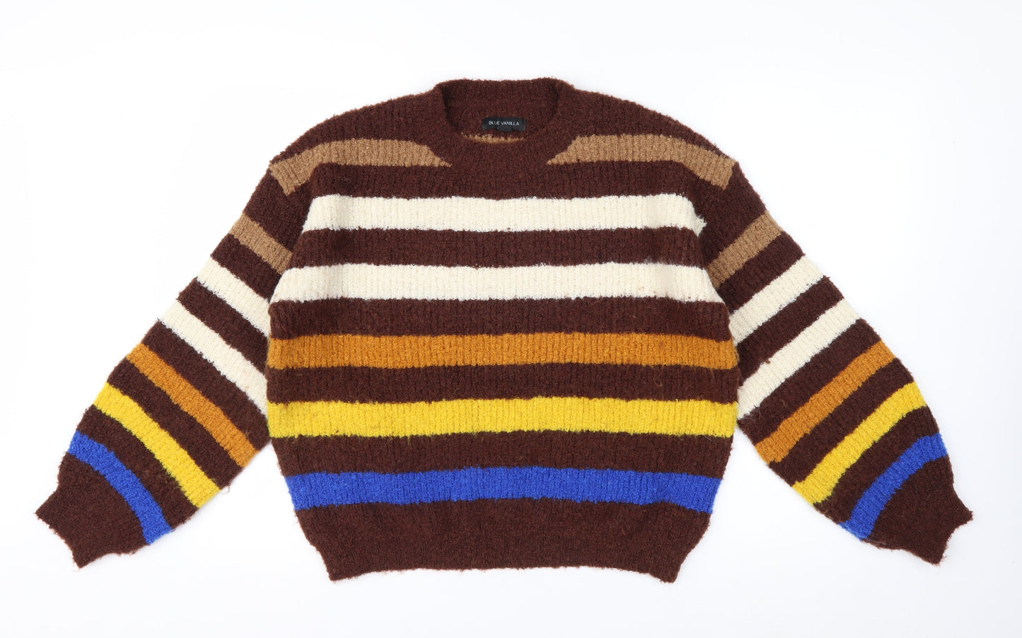 Blue Vanilla Women Brown Multicoloured Striped Knit Jumper M/L