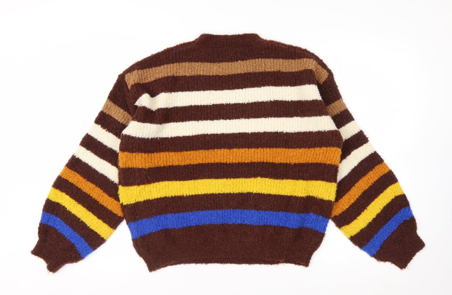 Blue Vanilla Women Brown Multicoloured Striped Knit Jumper M/L